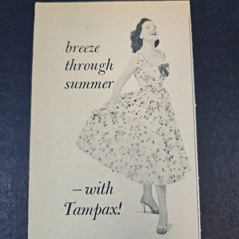 1957 Tampax Internal Sanitary Protection‎ Tampons Vintage Print Ad Palmer MA